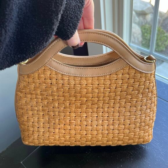 Fossil Small Weave Pattern Leather Trim Bag (missing strap) - Picture 3 of 6